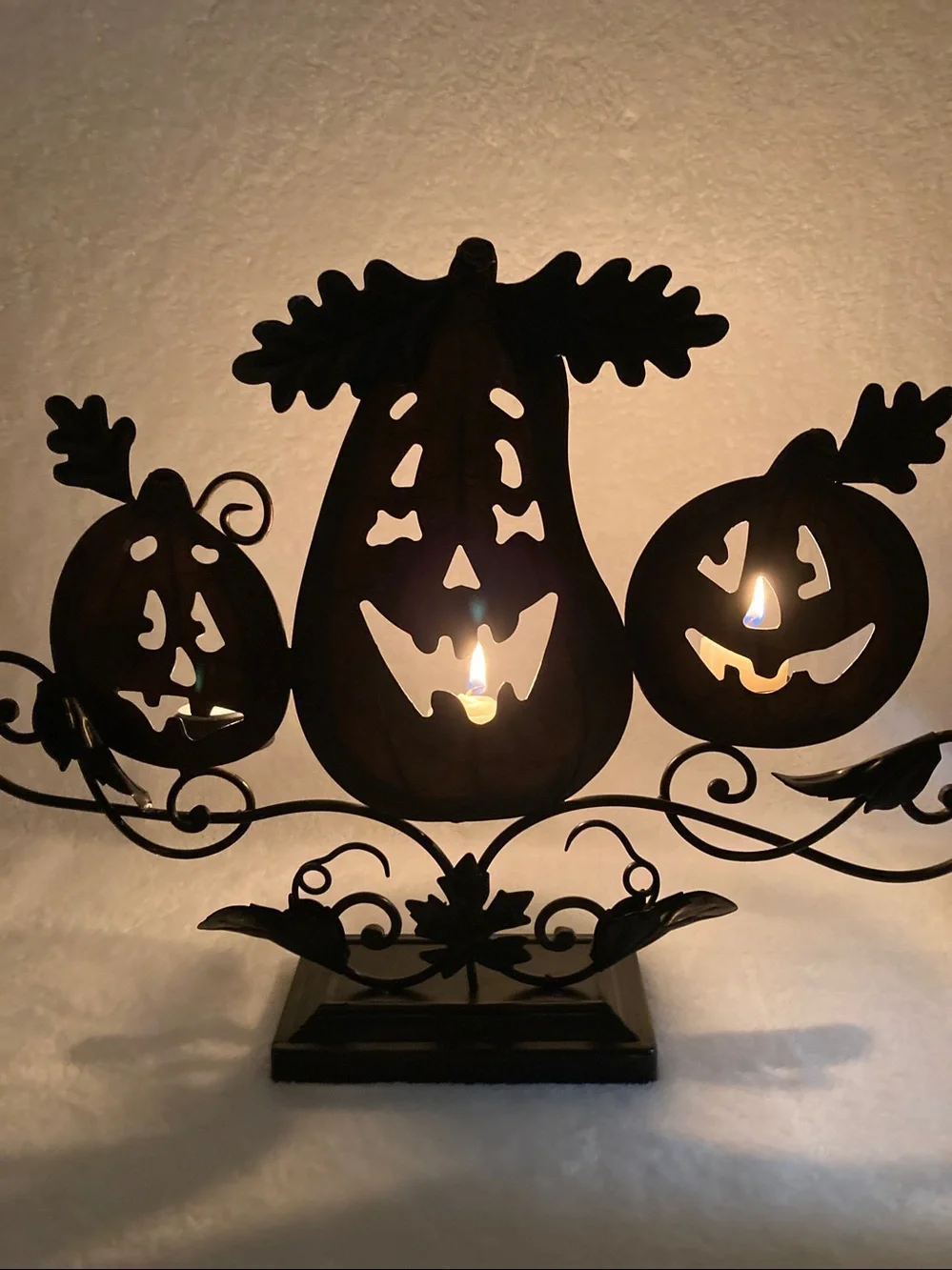 Decorative Rustic Halloween Metal Jack-O-Lantern Tea Light Holder 22”
